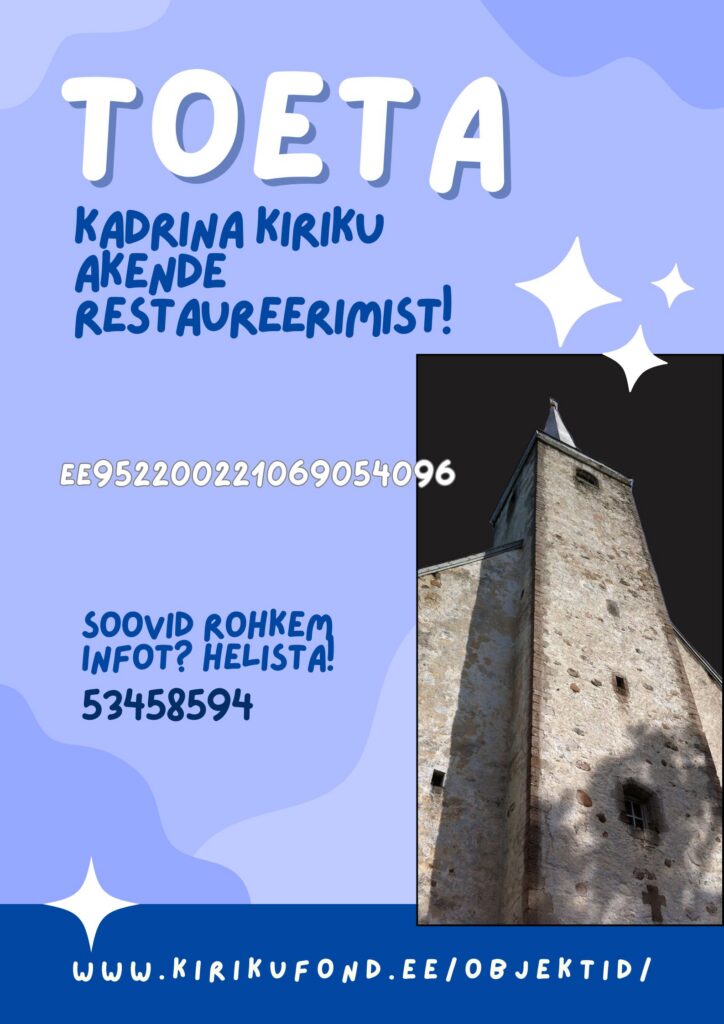 Kadrina kiriku akende restaureerimise toetuskampaania plakat