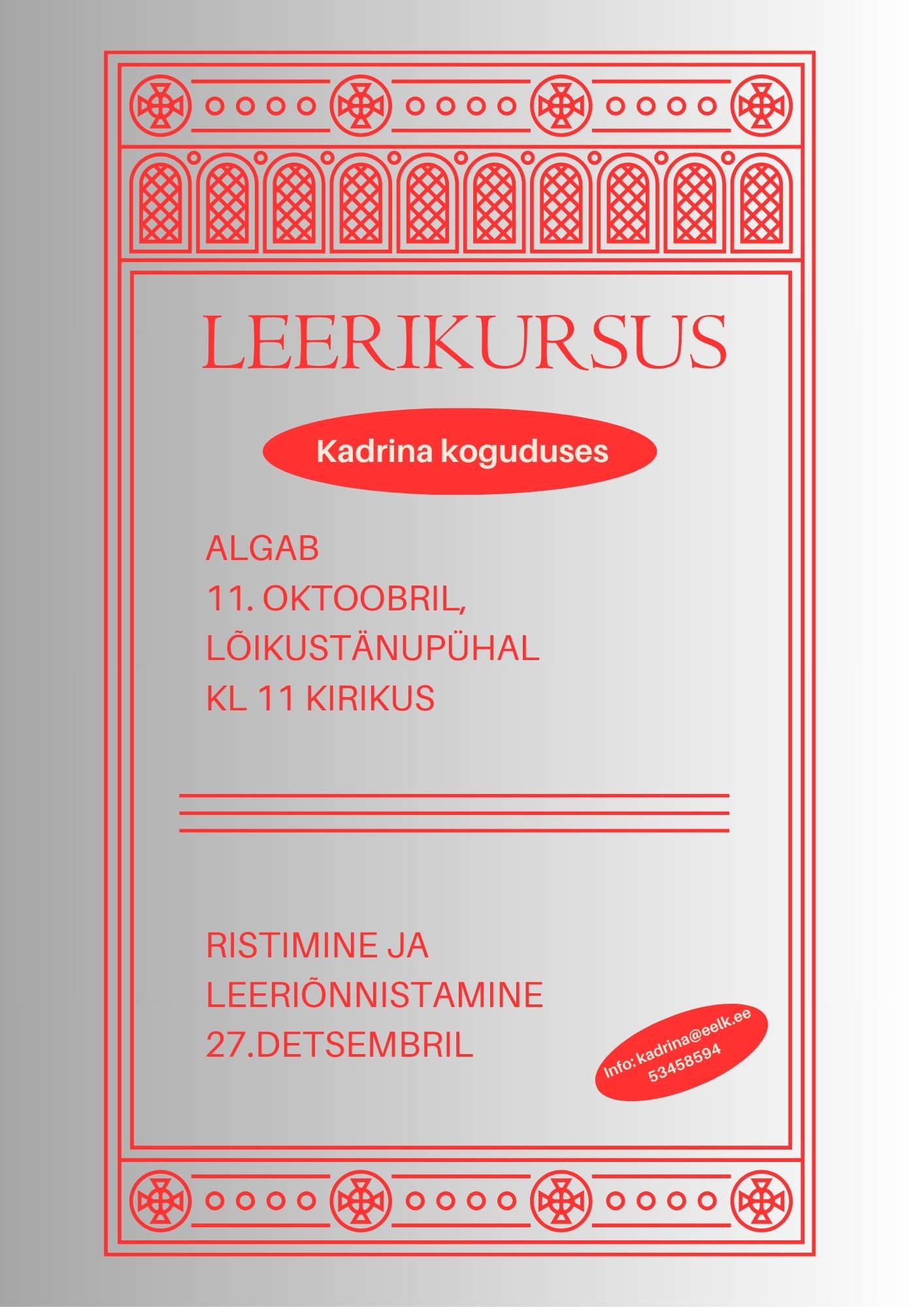 Leerikursus algab 11. oktoobril